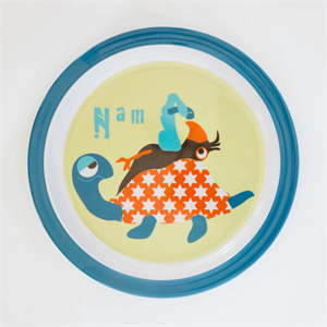Flad tallerken med dyremotiv, dreng, Kids by Friis