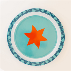 Flad tallerken med orange stjerne, dreng, Kids by Friis