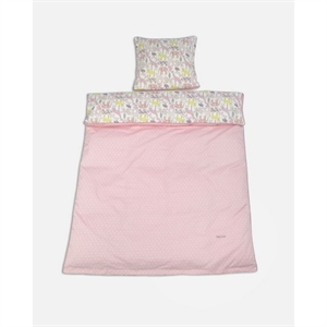 Junior sengetøj med dyr, rosa, Smallstuff